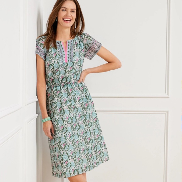 Talbots Voile Fit & Flare Dress Pretty Primrose  Size 14W - Picture 1 of 12